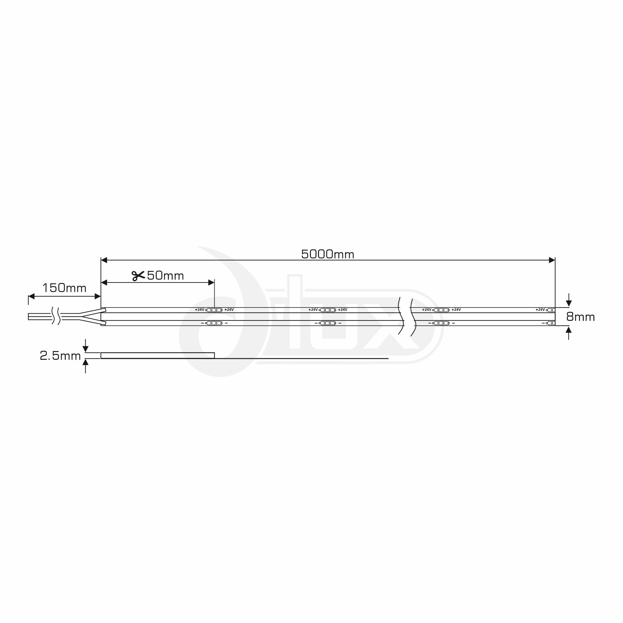 Axios Flow 24V-8W/m 320LED/m IP20 Strip Lighting Dlux IP20 Strip